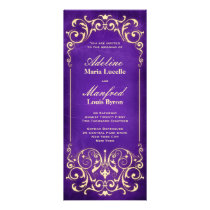Nouveau Victorian: Pale Gold & Aubergine Wedding invitations