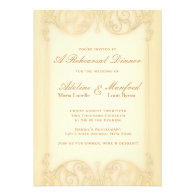 Nouveau Victorian Pale Gold Fancy Rehearsal Dinner Custom Invites