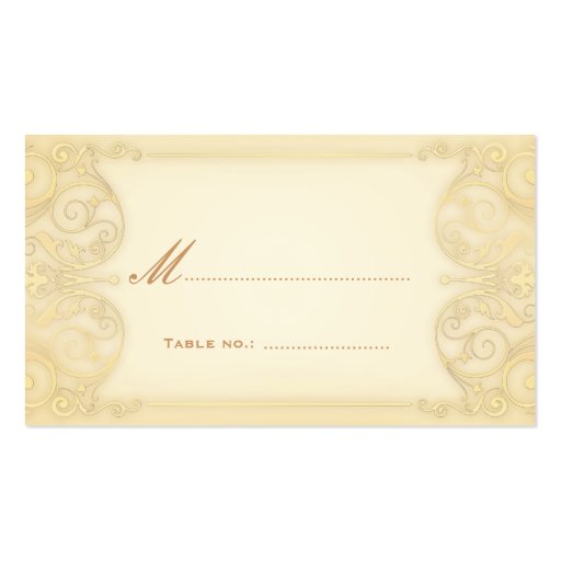 Nouveau Victorian Pale Gold Fancy Table Escort Business Card Template