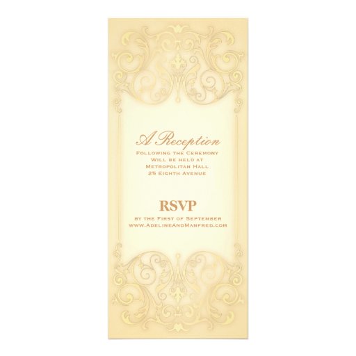 Nouveau Victorian: Pale Gold Fancy Wedding Personalized Invitation