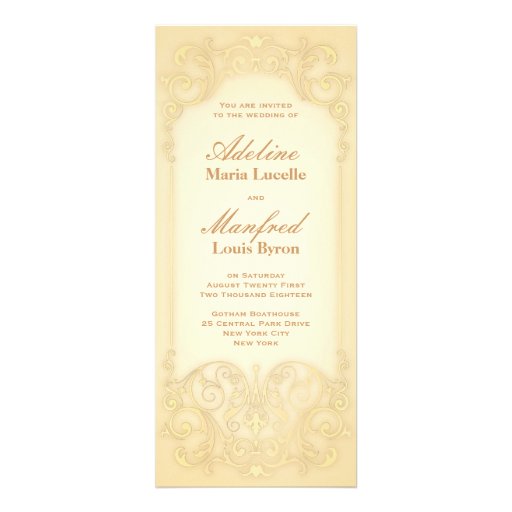 Nouveau Victorian: Pale Gold Fancy Wedding Personalized Invitation