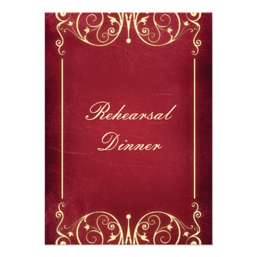 Nouveau Victorian: Red & Gold Rehearsal Dinner Announcements