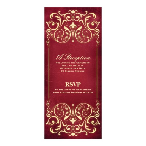 Nouveau Victorian: Red & Gold Wedding Custom Invite