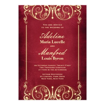 Nouveau Victorian: Red & Gold Wedding Invites
