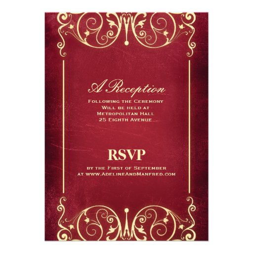 Nouveau Victorian: Red & Gold Wedding Invites