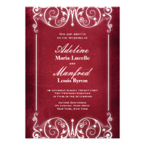 Nouveau Victorian: Red & White Wedding invitations