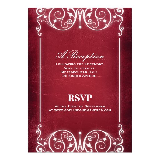 Nouveau Victorian: Red & White Wedding Invitations