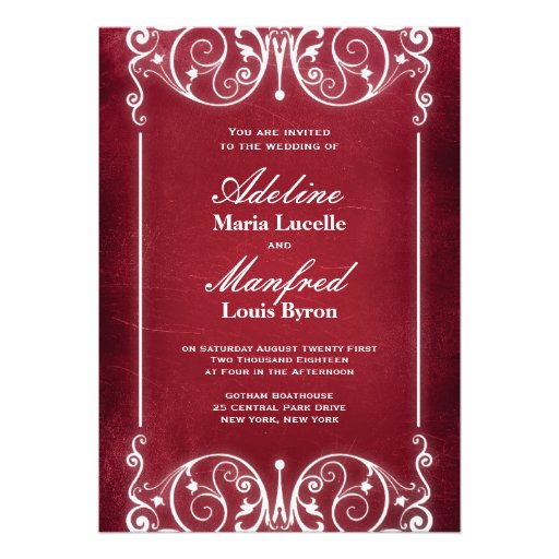 Nouveau Victorian: Red & White Wedding Invitations
