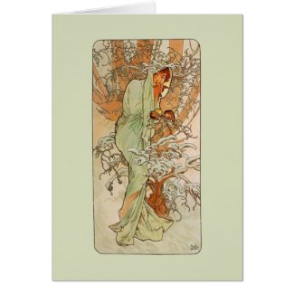 Nouveau Winter Girl Solstice Greeting Card