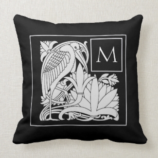NouveauStyle Bird & Monogram Throw Pillow