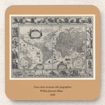 Nova totius terrarum, 1606 Antique World Map Coaster