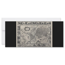 Nova totius terrarum, 1606 Antique World Map Rack Card Design