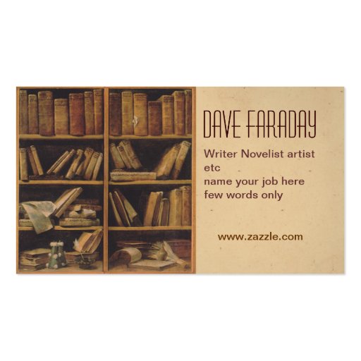 novelist book writer author business card (front side)