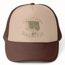Novelty Bass Fishing - Caution Bassitis hats