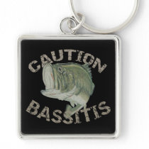 Novelty Bass Fishing - Caution Bassitis keychains