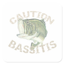 Novelty Bass Fishing - Caution Bassitis stickers