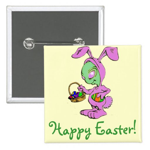 Novelty Easter Bunny Alien Design Button