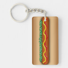 Novelty Hot Dog Graphic Acrylic Key Chains