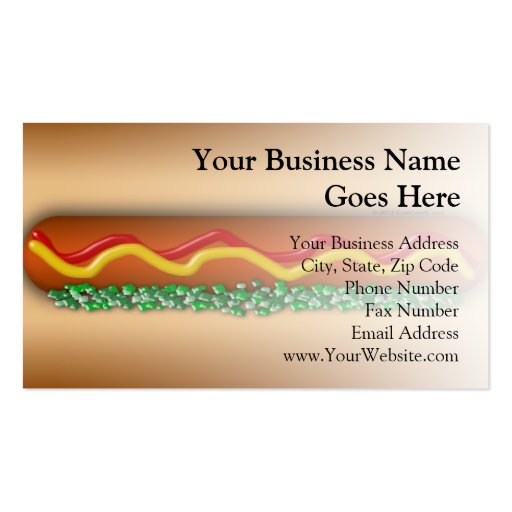 Novelty Hot Dog Graphic Business Cards (front side)