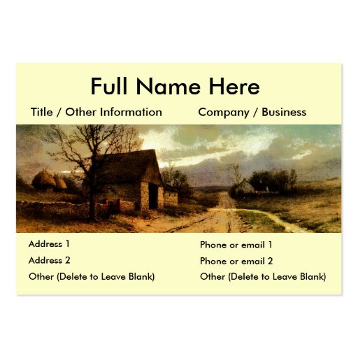 November Twilight  (1912) Barn and Fields Bookmark Business Card Templates (front side)