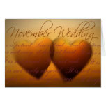 November wedding hearts greeting card