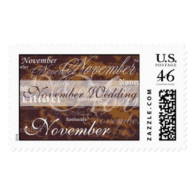 November Wedding Postage Stamps Stamp background color matches month's