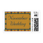 November Wedding yellow turquoise Postage Stamp
