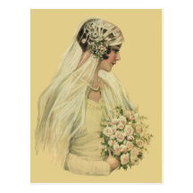 Novia del Victorian del vintage en retrato nupcial Postal