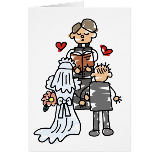 Novia y novio durante ceremonia tarjetas