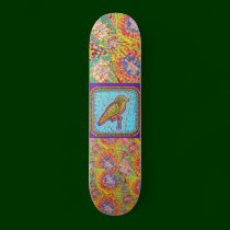 NOVINO Exotic Bird and Florals by Naveen skateboards by doonagiri NOVINO Exotic Bird and Florals by Naveen skateboards