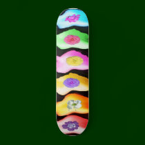 NOVINO Flowers on Colorful Icebergs skateboards by doonagiri NOVINO Flowers on Colorful Icebergs skateboards
