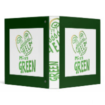 NOVINO Miss Green needs help Vinyl Binders