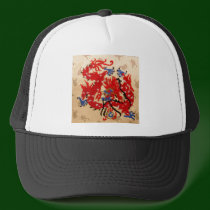 NOVINO Red n Gold Dragons hats by doonagiri NOVINO Red n Gold Dragons hats