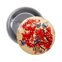 NOVINO Red n Gold Dragons Pinback Button