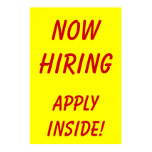 Now Hiring Poster posters