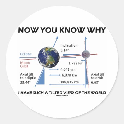 Now You Know Why I Have Such A Tilted View World Round Stickers Now You Know Why I Have Such A Tilted View World Round Stickers