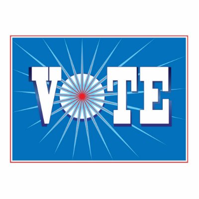 NowPower • VOTE Sculpture (with Stand), blue Acrylic Cut Out by NowPower