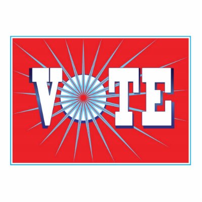 NowPower • VOTE Sculpture (with Stand), red Cut Outs by NowPower
