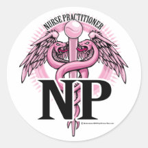 NP PINK Caduceus Round Stickers