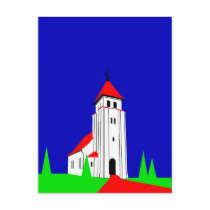 Nr. Bjert Kirke - North Bjert Church Postcard