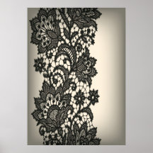 ntage black Lace beige Paris Fashion Poster