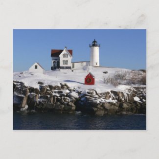 Nubble Lighthouse in Winter postcard
