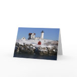 Nubbles Lighthouse winter Card cards