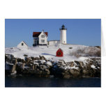 Nubbles Lighthouse winter Card