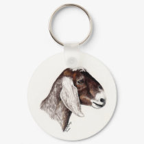 "Nubian Goat" Animal Art Keychain by CharlottesWebArt "Nubian Goat" Animal Art Keychain