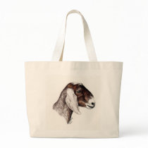 "Nubian Goat" Animal art Tote bags by CharlottesWebArt "Nubian Goat" Animal art Tote bags