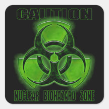 Nuclear Biohazard Caution Sign Square Stickers