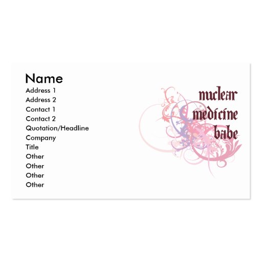 Nuclear Medicine Babe Business Cards (front side)