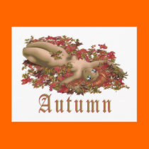 NUDE AUTUMN NYMPH postcards