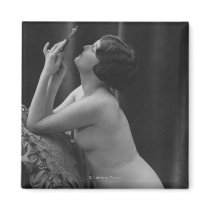 Nude Woman French Art Nouveau Mirror Refrigerator Magnet